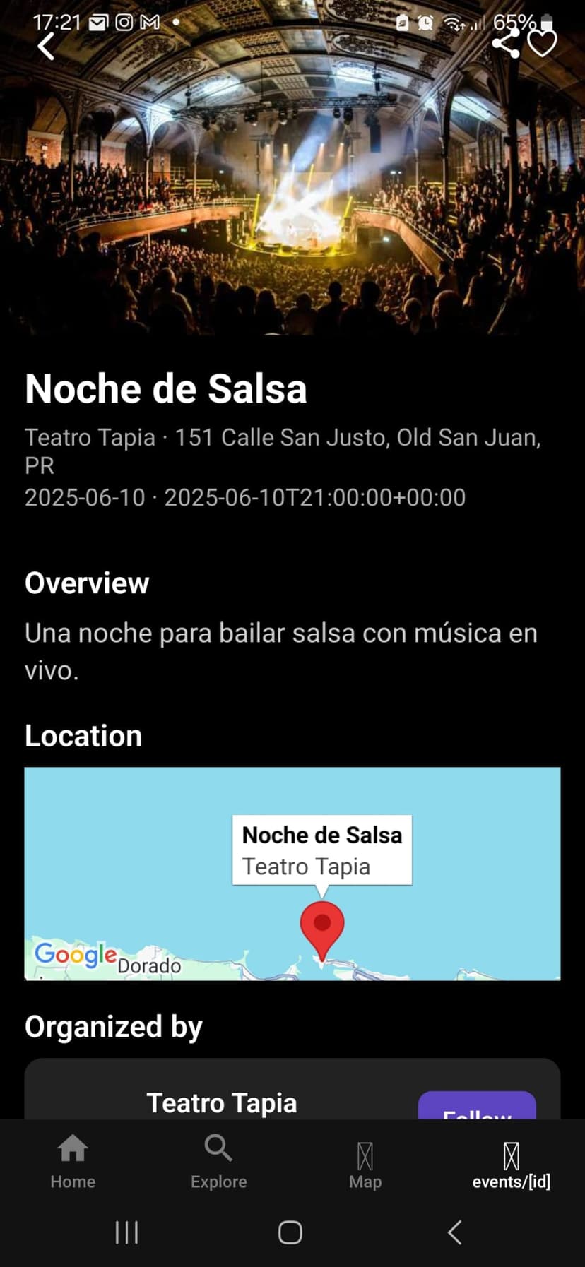 Event detail page screenshot