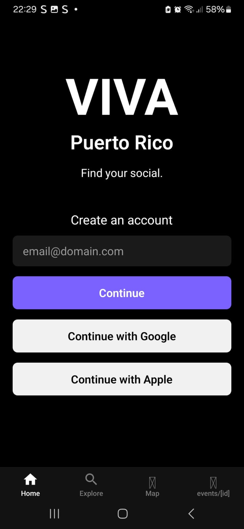 Login page screenshot
